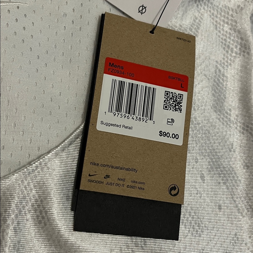 Nike Men’s L Dri-Fit Kobe Mamba Reversible Basketball Jersey white NWT $90 - Picture 6 of 7